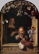 Frans van Mieris Boy Blowing Bubbles. oil painting